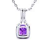 2 Carat Cushion Cut Amethyst and Classic Halo Diamond Necklace In 14 Karat White Gold, 18 Inches Image-3