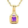 2 Carat Cushion Cut Amethyst and Classic Halo Diamond Necklace In 14 Karat Yellow Gold, 18 Inches Image-3
