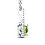 1 3/4 Carat Cushion Cut Peridot and Classic Halo Diamond Necklace In 14 Karat White Gold, 18 Inches Image-2