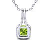 1 3/4 Carat Cushion Cut Peridot and Classic Halo Diamond Necklace In 14 Karat White Gold, 18 Inches Image-3