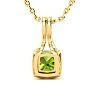 1 3/4 Carat Cushion Cut Peridot and Classic Halo Diamond Necklace In 14 Karat Yellow Gold, 18 Inches Image-3