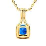 2 Carat Cushion Cut Blue Topaz and Classic Halo Diamond Necklace In 14 Karat Yellow Gold, 18 Inches Image-3