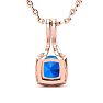 2 Carat Cushion Cut Blue Topaz and Classic Halo Diamond Necklace In 14 Karat Rose Gold, 18 Inches Image-3