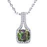 2 Carat Cushion Shape Mystic Topaz Necklace With Diamond Halo In 14 Karat White Gold, 18 Inches Image-1