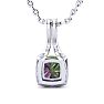 2 Carat Cushion Shape Mystic Topaz Necklace With Diamond Halo In 14 Karat White Gold, 18 Inches Image-3