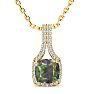 2 Carat Cushion Shape Mystic Topaz Necklace With Diamond Halo In 14 Karat Yellow Gold, 18 Inches Image-1