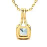 Aquamarine Necklace: Aquamarine Jewelry: 2 Carat Cushion Cut Aquamarine and Classic Halo Diamond Necklace In 14 Karat Yellow Gold, 18 Inches Image-3