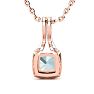 Aquamarine Necklace: Aquamarine Jewelry: 2 Carat Cushion Cut Aquamarine and Classic Halo Diamond Necklace In 14 Karat Rose Gold, 18 Inches Image-3