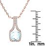 Aquamarine Necklace: Aquamarine Jewelry: 2 Carat Cushion Cut Aquamarine and Classic Halo Diamond Necklace In 14 Karat Rose Gold, 18 Inches Image-4