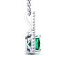 2 Carat Cushion Shape Emerald Necklaces With Diamond Halo In 14 Karat White Gold, 18 Inch Chain Image-2