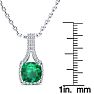 2 Carat Cushion Shape Emerald Necklaces With Diamond Halo In 14 Karat White Gold, 18 Inch Chain Image-4