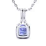 1 3/4 Carat Cushion Cut Tanzanite and Classic Halo Diamond Necklace In 14 Karat White Gold, 18 Inches
 Image-3