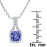 1 3/4 Carat Cushion Cut Tanzanite and Classic Halo Diamond Necklace In 14 Karat White Gold, 18 Inches
 Image-4