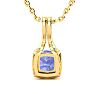 1 3/4 Carat Cushion Cut Tanzanite and Classic Halo Diamond Necklace In 14 Karat Yellow Gold, 18 Inches
 Image-3