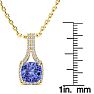 1 3/4 Carat Cushion Cut Tanzanite and Classic Halo Diamond Necklace In 14 Karat Yellow Gold, 18 Inches
 Image-4