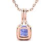 1 3/4 Carat Cushion Cut Tanzanite and Classic Halo Diamond Necklace In 14 Karat Rose Gold, 18 Inches Image-3