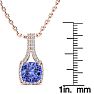1 3/4 Carat Cushion Cut Tanzanite and Classic Halo Diamond Necklace In 14 Karat Rose Gold, 18 Inches Image-4