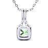 1 2/3 Carat Cushion Cut Green Amethyst and Classic Halo Diamond Necklace In 14 Karat White Gold, 18 Inches Image-3