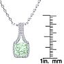 1 2/3 Carat Cushion Cut Green Amethyst and Classic Halo Diamond Necklace In 14 Karat White Gold, 18 Inches Image-4