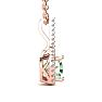 1 2/3 Carat Cushion Cut Green Amethyst and Classic Halo Diamond Necklace In 14 Karat Rose Gold, 18 Inches Image-2