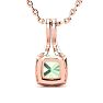 1 2/3 Carat Cushion Cut Green Amethyst and Classic Halo Diamond Necklace In 14 Karat Rose Gold, 18 Inches Image-3