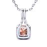 2 Carat Cushion Shape Morganite Necklace with Diamond Halo In 14 Karat White Gold With 18 Inch Chain Image-3