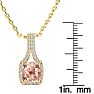 2 Carat Cushion Shape Morganite Necklace with Diamond Halo In 14 Karat Yellow Gold With 18 Inch Chain Image-4