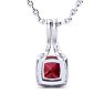 2 Carat Cushion Cut Ruby and Classic Halo Diamond Necklace In 14 Karat White Gold, 18 Inches Image-3