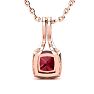 2 Carat Cushion Cut Ruby and Classic Halo Diamond Necklace In 14 Karat Rose Gold, 18 Inches Image-3