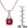 2 Carat Cushion Cut Ruby and Classic Halo Diamond Necklace In 14 Karat Rose Gold, 18 Inches Image-4
