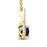 2 Carat Cushion Cut Sapphire and Classic Halo Diamond Necklace In 14 Karat Yellow Gold, 18 Inches Image-2