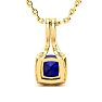 2 Carat Cushion Cut Sapphire and Classic Halo Diamond Necklace In 14 Karat Yellow Gold, 18 Inches Image-3