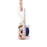 2 Carat Cushion Cut Sapphire and Classic Halo Diamond Necklace In 14 Karat Rose Gold, 18 Inches Image-2