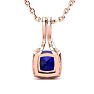 2 Carat Cushion Cut Sapphire and Classic Halo Diamond Necklace In 14 Karat Rose Gold, 18 Inches Image-3