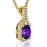 2 1/2 Carat Cushion Cut Amethyst and Classic Halo Diamond Necklace In 14 Karat Yellow Gold, 18 Inches Image-2