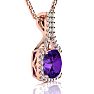 2 1/2 Carat Cushion Cut Amethyst and Classic Halo Diamond Necklace In 14 Karat Rose Gold, 18 Inches Image-2