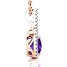 2 1/2 Carat Cushion Cut Amethyst and Classic Halo Diamond Necklace In 14 Karat Rose Gold, 18 Inches Image-3