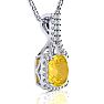 2 1/2 Carat Cushion Cut Citrine and Classic Halo Diamond Necklace In 14 Karat White Gold, 18 Inches Image-2