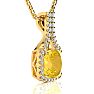 2 1/2 Carat Cushion Cut Citrine and Classic Halo Diamond Necklace In 14 Karat Yellow Gold, 18 Inches Image-2