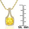 2 1/2 Carat Cushion Cut Citrine and Classic Halo Diamond Necklace In 14 Karat Yellow Gold, 18 Inches Image-4