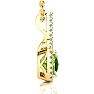 3 Carat Cushion Cut Peridot and Classic Halo Diamond Necklace In 14 Karat Yellow Gold, 18 Inches Image-3
