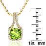 3 Carat Cushion Cut Peridot and Classic Halo Diamond Necklace In 14 Karat Yellow Gold, 18 Inches Image-4