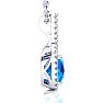 3 Carat Cushion Cut Blue Topaz and Classic Halo Diamond Necklace In 14 Karat White Gold, 18 Inches Image-3