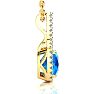 3 Carat Cushion Cut Blue Topaz and Classic Halo Diamond Necklace In 14 Karat Yellow Gold, 18 Inches, CLEARANCE Image-3
