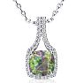 2-1/2 Carat Cushion Shape Mystic Topaz Necklace With Diamond Halo In 14 Karat White Gold, 18 Inches Image-1