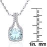 Aquamarine Necklace: Aquamarine Jewelry: 2 1/2 Carat Cushion Cut Aquamarine and Classic Halo Diamond Necklace In 14 Karat White Gold, 18 Inches Image-4