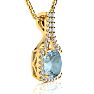 Aquamarine Necklace: Aquamarine Jewelry: 2 1/2 Carat Cushion Cut Aquamarine and Classic Halo Diamond Necklace In 14 Karat Yellow Gold, 18 Inches Image-2