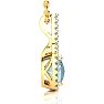 Aquamarine Necklace: Aquamarine Jewelry: 2 1/2 Carat Cushion Cut Aquamarine and Classic Halo Diamond Necklace In 14 Karat Yellow Gold, 18 Inches Image-3