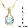 Aquamarine Necklace: Aquamarine Jewelry: 2 1/2 Carat Cushion Cut Aquamarine and Classic Halo Diamond Necklace In 14 Karat Yellow Gold, 18 Inches Image-4