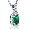 2-1/2 Carat Cushion Shape Emerald Necklaces With Diamond Halo In 14 Karat White Gold, 18 Inch Chain Image-2